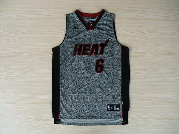 Camiseta Moda Estatica Miami Heat LeBron James #6 Gris